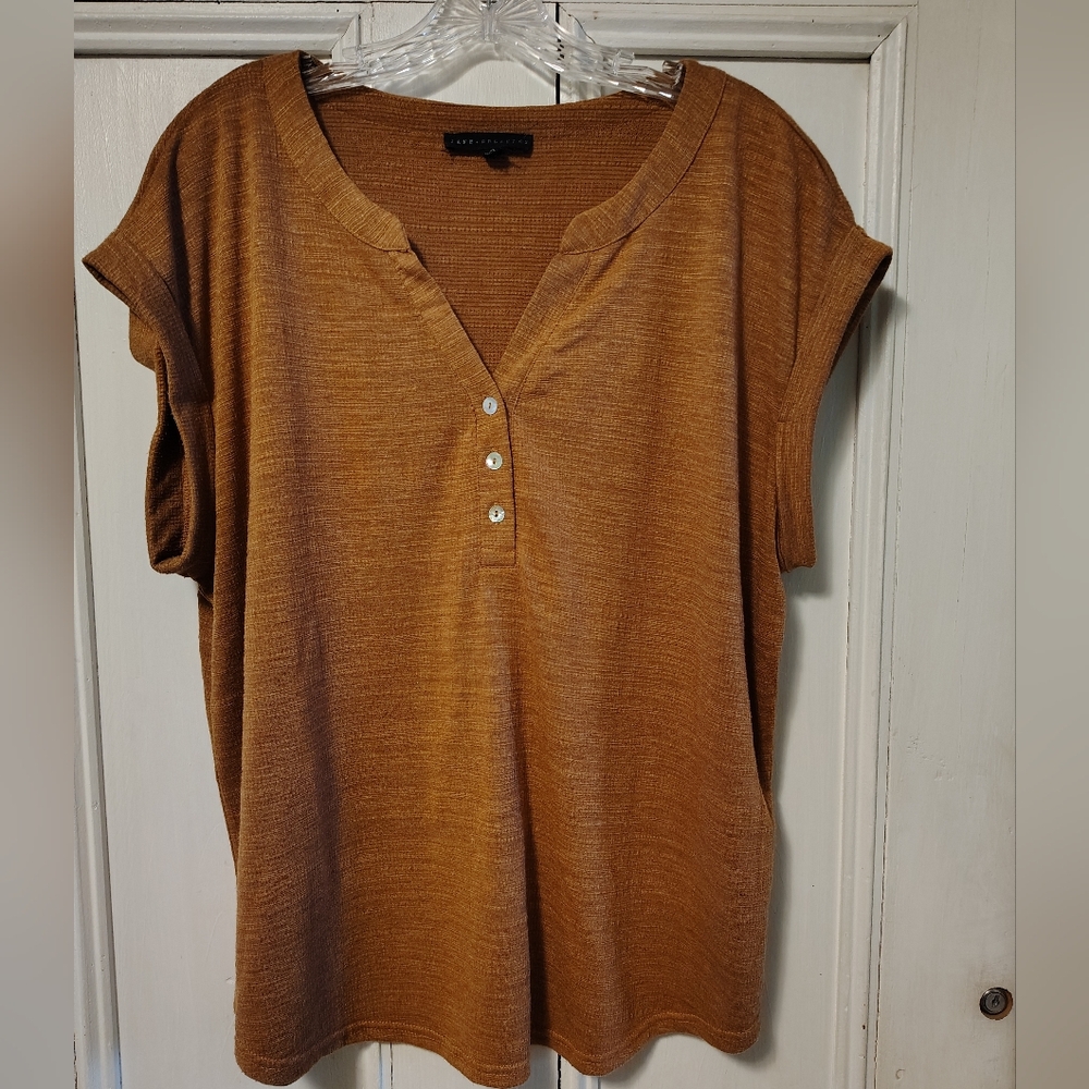 Jane + Delancey Pullover Brown Casual Top Size XL